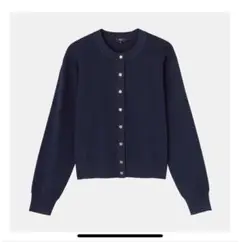 プラステＵVカットレーヨンブレンドメタルボタンカーディガン