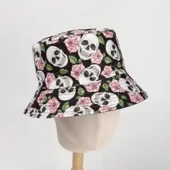 ストリート帽子　バケハ　レディース　メンズ　モード　どくろ　ドクロ　花柄　面白い