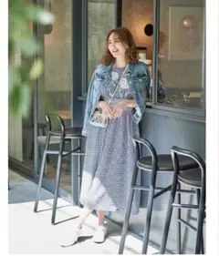 完売品・美品★チェスティ ロングワンピース Aライン 紫陽花 ギンガムチェック 完売品・美品☆チェスティ ロングワンピース Aライン 紫陽花
