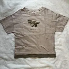 恐竜刺繍 ベージュ Tシャツ 130cm オルソブルー