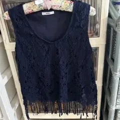 （値下げしました） MURUA ネイビー レースタンクトップ F