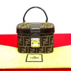 極美品 フェンディ ズッカ FF ロゴ レザー ミニ ハンドバッグ バニティ