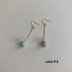 【218】ターコイズ 一粒 ゴールド ロング ピアス イヤリング ハンドメイド