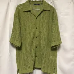 CPCM メッシュ編みカーディガン M オリーブグリーン