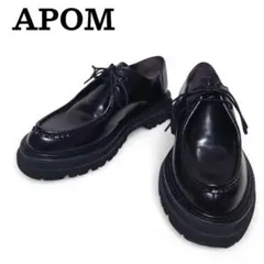 APOM レディース Uチップ レザーシューズ 厚底 ブラック モード