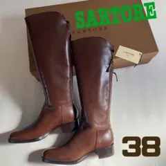 新品 未使用 サルトル レディース ブラウン ロングブーツ 38