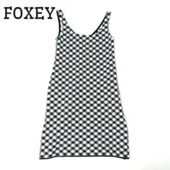 フォクシー ワンピース ブラック ホワイト 38 ノースリーブ 美品 リボン