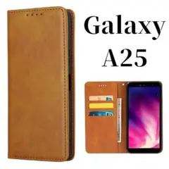 Galaxy A25 5G レザー スリム 手帳型 ケース カバー キャメル