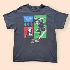 ゲームT ゼルダの伝説 プリント Tシャツ ブラック クルーネック