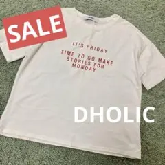 DHOLIC 英字ロゴ Tシャツ Mサイズ ホワイト ディーホリック