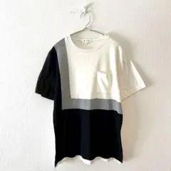 ☆【ザショップティーケー】Tシャツ 異素材 胸ポケット クルーネック M