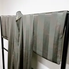 作家もの 縦縞に細い斜め縞の小紋 着物