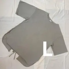 美品｜無地グレーTシャツ｜サイドスリット入り半袖カットソー｜Lサイズ