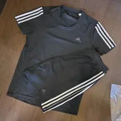 adidas ブラック ハーフパンツ ストライプ