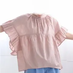 子供服 ガーゼ袖フリルブラウス ダークピンク 140cm 半袖