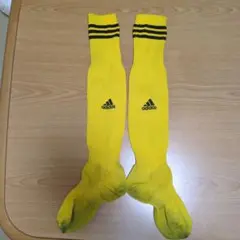 adidas イエロー ソックス ストライプ　約22−24cm