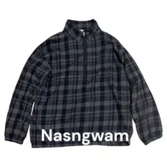Nasngwam フランネルハーフジップ チェック柄スタンドカラー ナスングワム