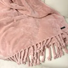 フランフラン　GODIS THROW ブランケット　フリンジ　ピンク