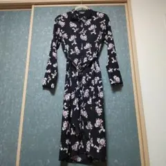 ルーニィ シャツワンピース 花柄 ブラック
