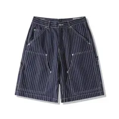 ショートパンツ メンズ ショーツ ウォバッシュ ストライプ ダブルニー ワーク