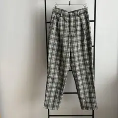 a.v.v. アーヴェーヴェー ワンタックパンツ S 後ろWゴム グレーチェック