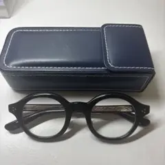 ブラックラウンド型メガネ ケース付き yellows plus