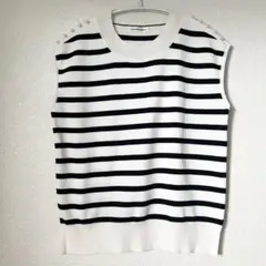 natural couture ナチュラルクチュール　ボーダー　パール　ノースリ