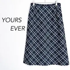 【YOURSEVER】Aライン スカート 膝丈 チェック柄 カジュアル上品 L
