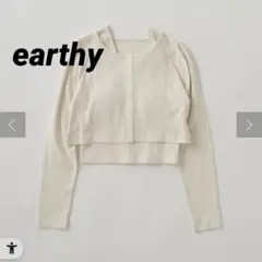 earthy新品！リブショートカーデ ＆カップ付きタンクセット　ホワイト