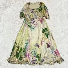 美品 希少 GIVENCHY ジバンシー ロングワンピース 花柄 金具 シルク