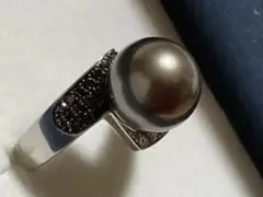 ブラックパール ダイヤ リング プラチナ