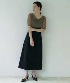 バイカラー チノスカート TINA:JOJUN ブラック