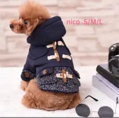 可愛い犬服 ダッフルコート M ネイビー ドッグウェア