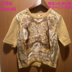 【目立った汚れ無】ETRO 半袖ウール100%ニット イエロー 42