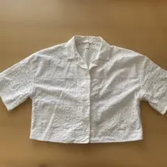 h&m コットンレースブラウス　ホワイトクロップドシャツ