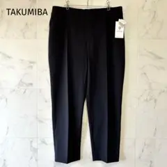 【TAKUMIBA】新品日本製 黒スラックス ハイウエスト センタープレス3L