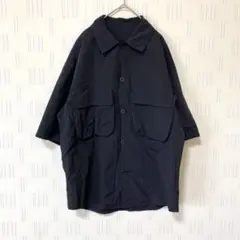 【ジーユーGU】ミリタリーオーバーシャツ 半袖 ビッグポケット M ブラック