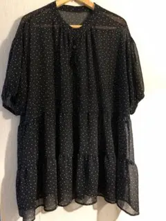 ドット柄シフォン半袖ブラウス