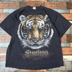 ビンテージ　USA古着　アニマル　トラ　メンズ　半袖tシャツ　黒　サイズXL