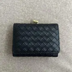JOUET 黒 編み込みデザイン 三つ折り財布