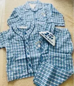 新品、長袖半袖パンツ3点セット。パジャマ半袖長袖2トップ、サッカー生地100