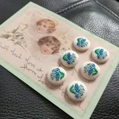 アンティーク風ボタン　かわいい刺繍くるみボタン6個セット　インテリア雑貨