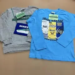 新品　プラレール長袖カットソーとトレーナーのセット　120