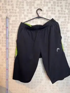 5く.ショートパンツ Mサイズ 黒/緑 ハーフパンツ ハーパン 半ズボン