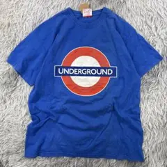 BLUES ラウンデルUKデザインTシャツ/海外古着/ユニセックス/ブルー