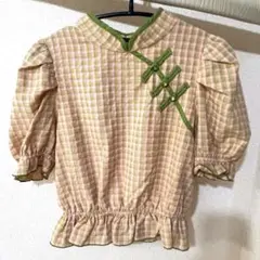 【Dearsisterhoodボウタイフリルストライプ長袖シャツブラウスF】古着 Dearsisterhoodボウタイフリルストライプ長袖シャツブラウスF