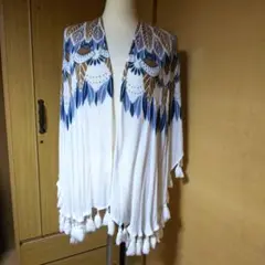 チャイハネ 羽根模様プリントカーディガン