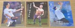 3枚セット BBM 始球式 黒羽 オカダ 小野 パラレルカード