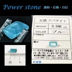 ◆超極上！★鑑定済 0.946Ct★グランディディエライトのような天然アパタイト