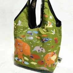 【極美品】ハンティングワールド リバーシブル　バッグ　動物柄　グリーン系　トート